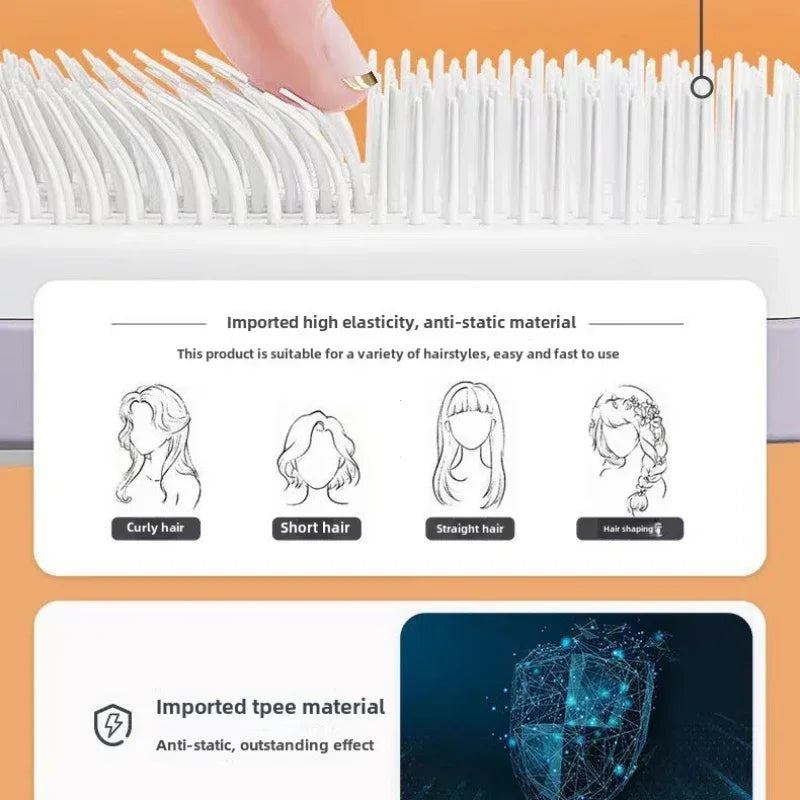 Self Cleaning Hairbrush Women Hair Brush One-Key Cleaning Hair Loss Airbag Scalp Massage Comb Anti-Static Hairbrush